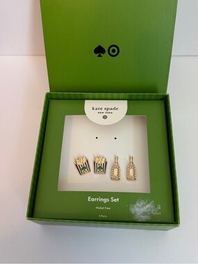 kate spade Gold-Tone Novelty Earrings Set - Green & Gold